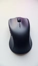 Sleek black wireless mouse on white background input mouse ergonomic