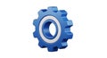 A sleek blue and silver interlocking gear symbolizing mechanical engineering and machinery Royalty Free Stock Photo
