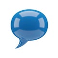 A sleek blue speech bubble graphic with a glossy reflective surface and a speech tail Royalty Free Stock Photo