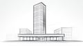 Sleek Business Tower: A Minimalistic Art Drawing AI Generated