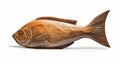 Sleek Carved Wood Fish: Digital Illustration With Vintage Aesthetic