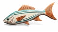 Sleek Carved Wood Fish Plaque On White Background Royalty Free Stock Photo