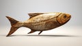 Sleek Carved Wood Fish Sculpture For 3d Rendering