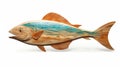 Sleek Carved Wood Fish Sculpture On White Background Royalty Free Stock Photo