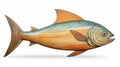 Sleek Carved Wood Fish Statue: Hyperrealistic Wildlife Portrait