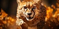 A sleek cheetah, muscles taut, captured midstride against a blurred savannah backdrop, embodying Royalty Free Stock Photo