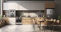 Sleek and Chic. The Essence of Contemporary Compact Kitchen Design. Generative AI