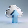 Elegant cloud icon with upward arrow symbolizing data upload and cloud computing technology Royalty Free Stock Photo