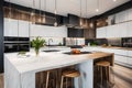 Modern kitchen with clean lines and minimalist cabinetry a sleek and clutter-free, 3d render