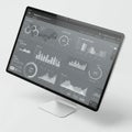 A sleek computer monitor displays a sophisticated data analytics dashboard.