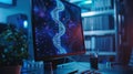 DNA Structure Visualization on Computer Screen in Modern Laboratory Royalty Free Stock Photo
