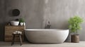 Sleek contemporary bathroom design with concrete wall, inspired by kinfolk style and minimalism