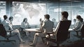 Ai Generative Business people working in modern meeting room with city view