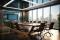 Sleek corporate meeting space, 3D rendered for modern business gatherings