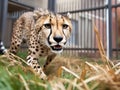 Cyber cheetah sprints urban park Royalty Free Stock Photo