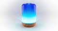 Modern cylindrical aroma diffuser with gradient blue and white light Royalty Free Stock Photo