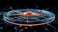 sleek 3D digital visualization with glowing lines and vibrant colors
