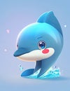 Playful 3d Blue Dolphin Leaping Royalty Free Stock Photo