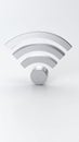 Sleek 3D silver Wi-Fi symbol icon rendered on a clean white background, representing wireless network connectivity. Royalty Free Stock Photo