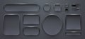 Sleek Dark UI Elements Glass Buttons and Frames. Royalty Free Stock Photo