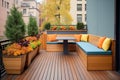 sleek deck with builtin planters and seating Royalty Free Stock Photo