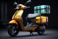 Sleek delivery scooter, modern design, equipped with courier box rear