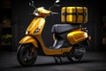 Sleek delivery scooter, modern design, equipped with courier box rear