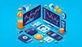 A sleek design showcasing crypto tools, blockchain icons, and financial visuals. Royalty Free Stock Photo