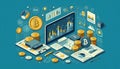A sleek design showcasing crypto tools, blockchain icons, and financial visuals. Royalty Free Stock Photo