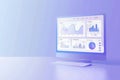 Modern CRM software interface on a sleek desktop with data visualization elements