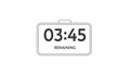 Digital countdown timer showing three minutes and forty-five seconds remaining on a minimalist display screen for time management Royalty Free Stock Photo