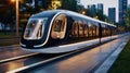 A sleek and efficient transportation system powered entirely by renewable energy sources and designed to maximize energy