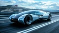 A sleek electric car zooms down a highway its battery powered by biofuels derived from genetically modified algae. As an