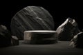 Sleek Elegance Black Stone Podium for Stylish Product Display. created with Generative AI