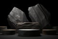 Sleek Elegance Black Stone Podium for Stylish Product Display. created with Generative AI