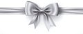 Sleek Elegance: Silver Ribbon and Bow Isolated on White Background. Generative ai