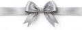 Sleek Elegance: Silver Ribbon and Bow Isolated on White Background. Generative ai