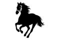 A sleek and elegant horse silhouette in black, depicted in a standing position with refined lines.