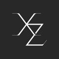Sleek and elegant initials XZ monogram logo in minimalist vector style, classic two letters X and Z combination, featuring clean