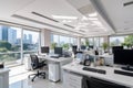 Sleek and elegant interior design of a contemporary office building with modern features Royalty Free Stock Photo