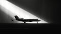 A sleek and elegant silhouette of a luxury business jet against a minimalist abstract backdrop Royalty Free Stock Photo