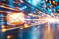 A sleek envelope icon surrounded by digital elements, representing the concept of modern email marketing Royalty Free Stock Photo