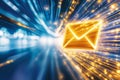 A sleek envelope icon surrounded by digital elements, representing the concept of modern email marketing Royalty Free Stock Photo