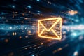 A sleek envelope icon surrounded by digital elements, representing the concept of modern email marketing Royalty Free Stock Photo