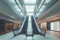 Sleek Escalators in Contemporary Shopping Mall, Modern Design Royalty Free Stock Photo