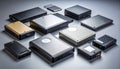 Sleek External Hard Drives and SSDs for Data Storage Royalty Free Stock Photo