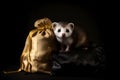 Sleek Ferret with Thief\'s Sack Portrait. Generative AI Illustration