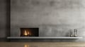 Sleek Fireplace Design With Concrete Wall In High Quality 8k Resolution Royalty Free Stock Photo