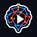 A sleek flat icon, merging a play button with a neural network, showcases modern design and innovation in video and AI Royalty Free Stock Photo
