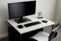 Sleek and Functional A Realistic Computer Desk for Productivity.AI Generated